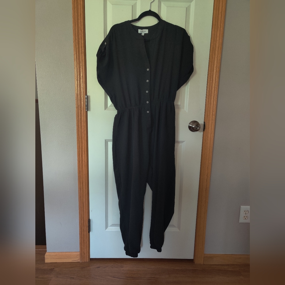 Gilli Black Relaxed Fit Jumpsuit with Elastic Waist